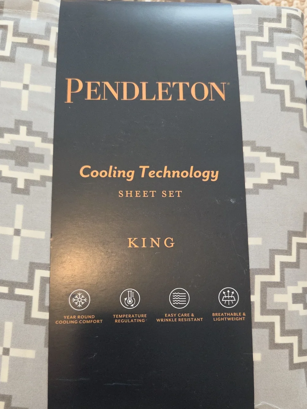Pendleton Cooling Technology King Sheet Set In Grey Aztec Print